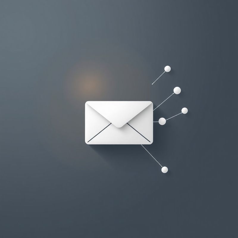 Abstract illustration of a message envelope and connected data nodes