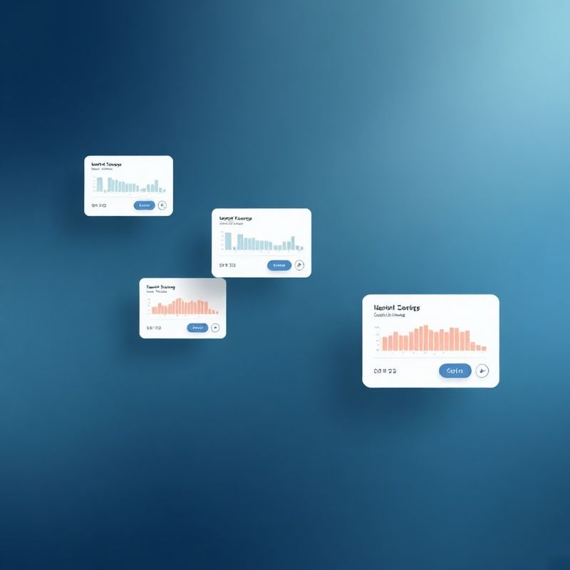Abstract UI components floating on a slate gradient background